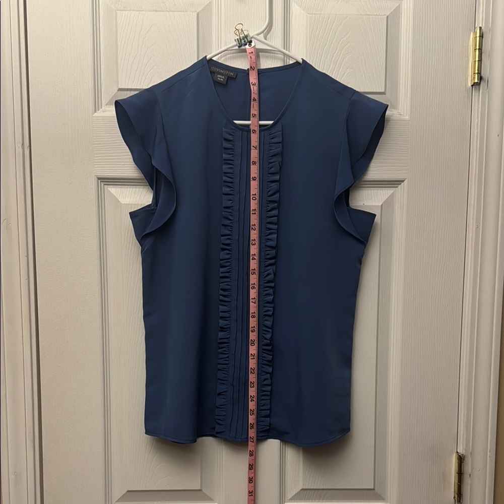 Women's Blue Ruffle Sleeve Top